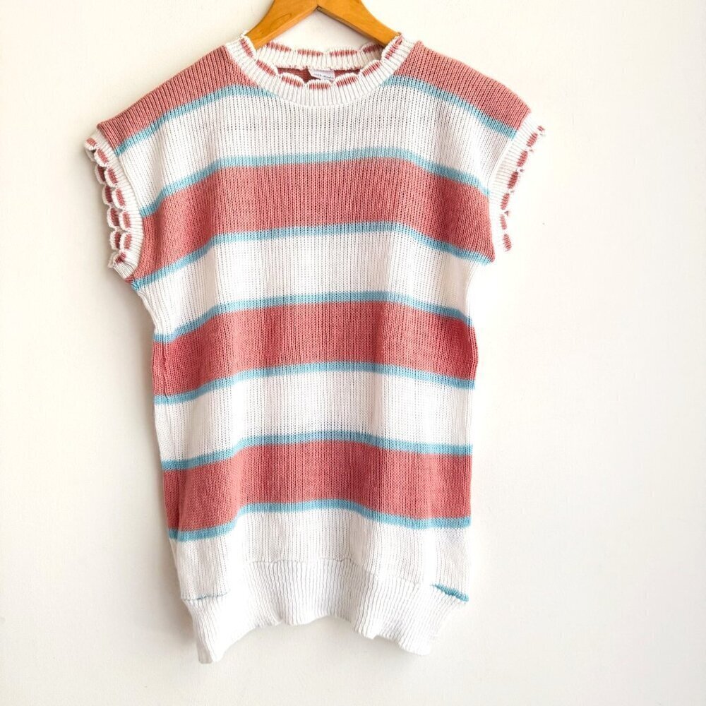 Vintage Striped Knit Short sleeve Top Made in England S